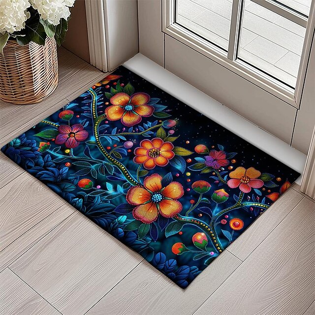 Oil Painting Flowers Doormat Floor Mats Washable Rugs Kitchen Mat Non-Slip Oil Proof Rug Indoor Outdoor Mat Bedroom Decor Bathroom Mat Entrance Rug