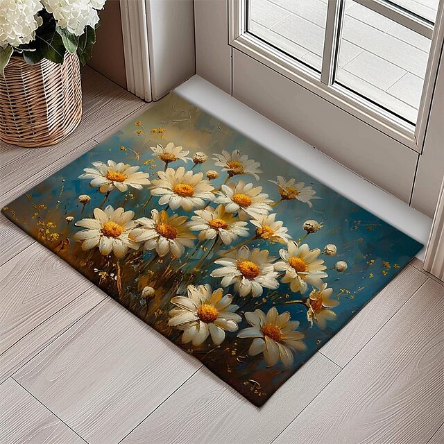 Daisy Flowers Doormat Kitchen Mat Floor Mat Non-Slip Area Rug Oil Proof Rug Indoor Outdoor Mat Bedroom Decor Bathroom Mat Entrance Rug