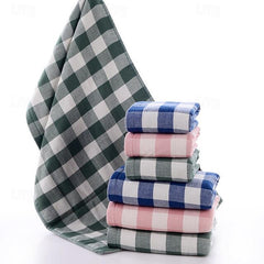 32 Strands Japanese Checkered Cotton Gauze Towel Terry Fabric Absorbent Face Towel Adult Couple Face Towel