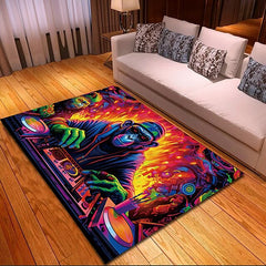 Blacklight Rug UV Reactive Glow in the Dark Area Rug Kitchen Mat Non-Slip Oil Proof Chimpanzees DJ Floor Mat Livingroom Rug Indoor Outdoor Mat Bedroom Decor Bathroom Mat Entrance Rug Door Mat