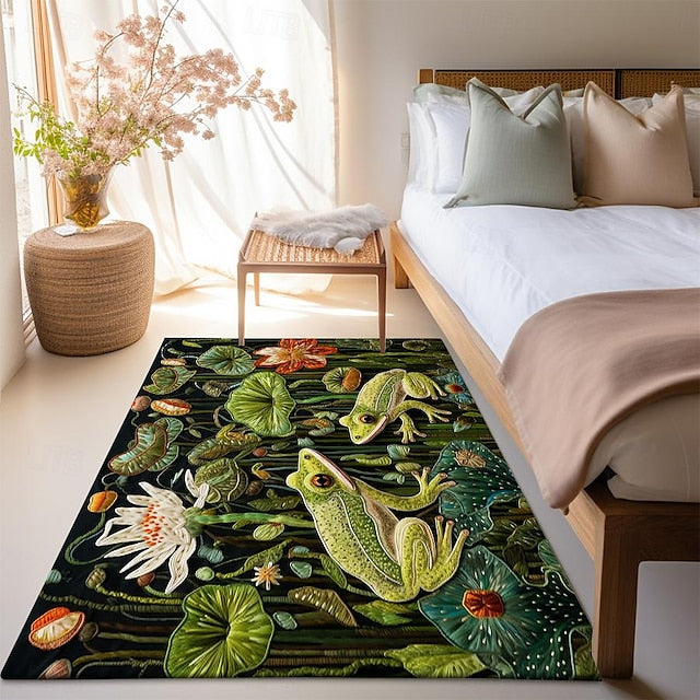 Frogs Pound Area Rug Kitchen Mat Non-Slip Oil Proof Floor Mat Livingroom Rug Indoor Outdoor Mat Bedroom Decor Bathroom Mat Entrance Rug Door Mat