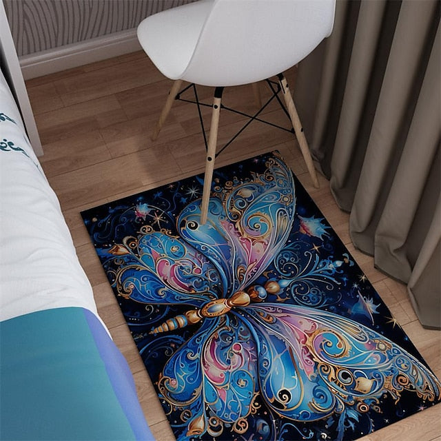 Art Butterfly Area Rug Kitchen Mat Non-Slip Oil Proof Floor Mat Livingroom Rug Indoor Outdoor Mat Bedroom Decor Bathroom Mat Entrance Rug Door Mat