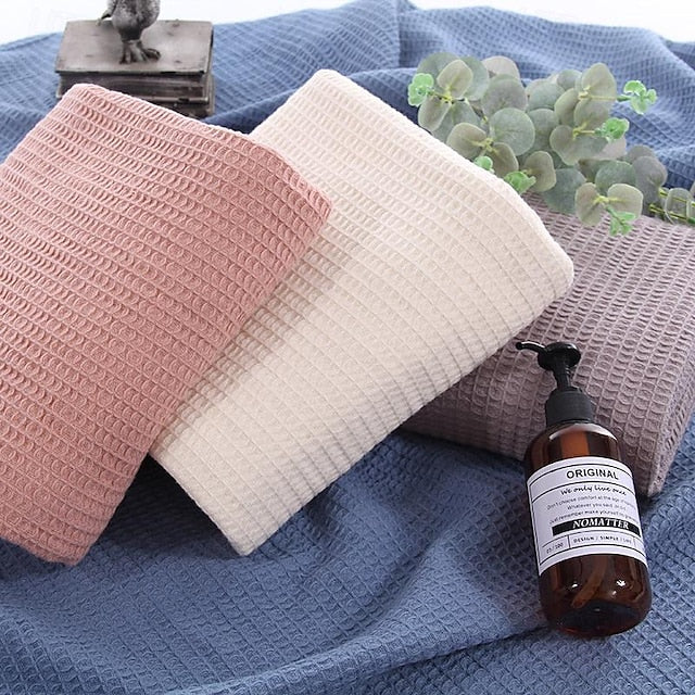 100% Cotton Waffle Throw Comfortable and Breathable Honeycomb Nap Blanket Pure Cotton Towel Blanket