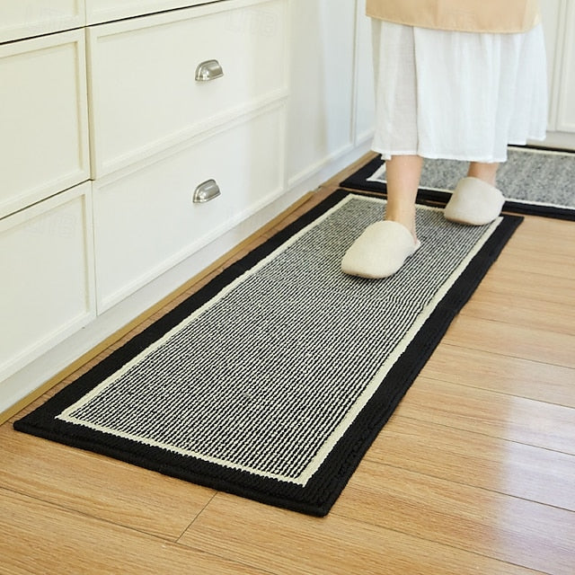 Non-Skid Washable Kitchen Rugs & Mats Anti-Fatigue, Non-Slip Absorbent Woven Runner Rubber Backed for Floors, Machine Washable Farmhouse Standing Mats for Sink, Laundry Room, Hallway