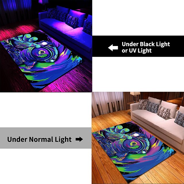 Tree of Life Blacklight Rug Carpet Floor Mat UV Reactive Glow in the Dark Rug Large Non-Slip Rug Mat Carpet for Room Decor