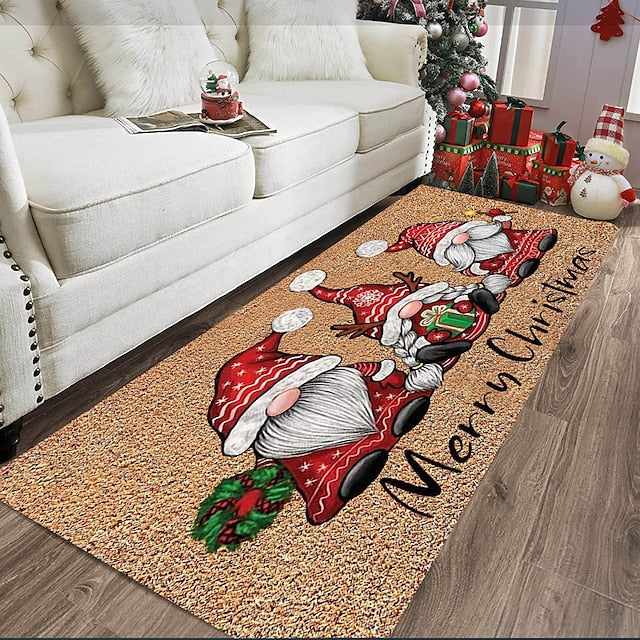 Christmas Decorations Xmas Area Rug Gnomes Non Slip Floor Mat Bedside Livingroom Bedroom Indoor Outdoor