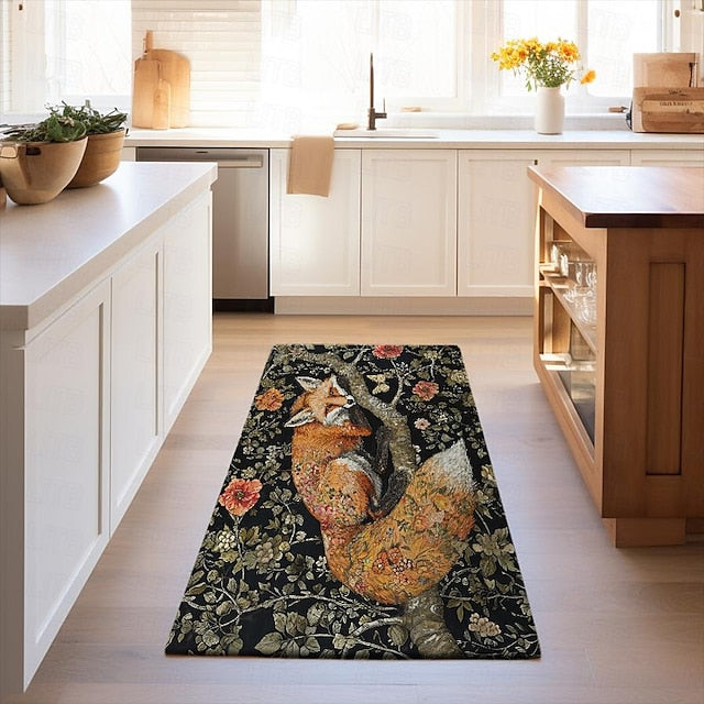 Inspired William Morris Fox Area Rug Kitchen Mat Non-Slip Oil Proof Floor Mat Livingroom Rug Indoor Outdoor Mat Bedroom Decor Bathroom Mat Entrance Rug Door Mat