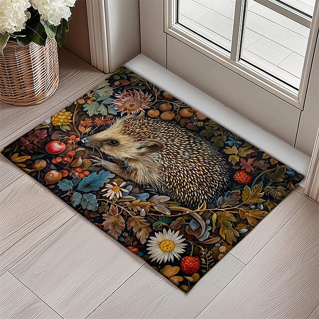 Hedgehog Fruits Doormat Kitchen Mat Floor Mat Non-Slip Area Rug Oil Proof Rug Indoor Outdoor Mat Bedroom Decor Bathroom Mat Entrance Rug