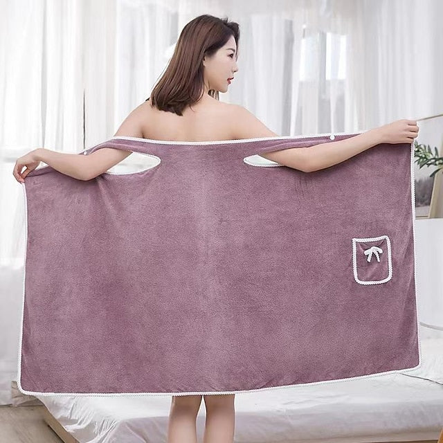 Microfiber Wearable Bath Towel Dress Super Absorbent Home Wear Bath Skirt Bath Towel Ladies Water-absorbent Soft Thick Wrapped Bathrobe Quick-dry