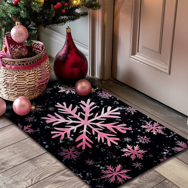 Doormat Snowflake Kitchen Mat Floor Mat Non-Slip Area Rug Oil Proof Rug Indoor Outdoor Mat Bedroom Decor Bathroom Mat Entrance Rug