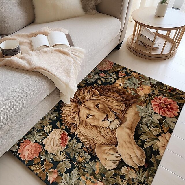 Sleeping Lion Area Rug Kitchen Mat Non-Slip Oil Proof Floor Mat Livingroom Rug Indoor Outdoor Mat Bedroom Decor Bathroom Mat Entrance Rug Door Mat