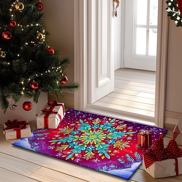 Doormat Snowflake Kitchen Mat Floor Mat Non-Slip Area Rug Oil Proof Rug Indoor Outdoor Mat Bedroom Decor Bathroom Mat Entrance Rug