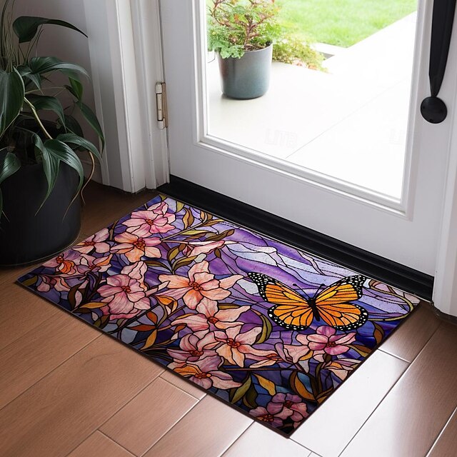 Folk Art Butterflies Doormat Floor Mats Washable Rugs Kitchen Mat Non-Slip Oil Proof Rug Indoor Outdoor Mat Bedroom Decor Bathroom Mat Entrance Rug