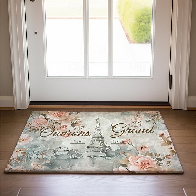 Graffiti Doormat Kitchen Mat Floor Mat Non-Slip Area Rug Oil Proof Rug Indoor Outdoor Mat Bedroom Decor Bathroom Mat Entrance Rug Eiffel Tower