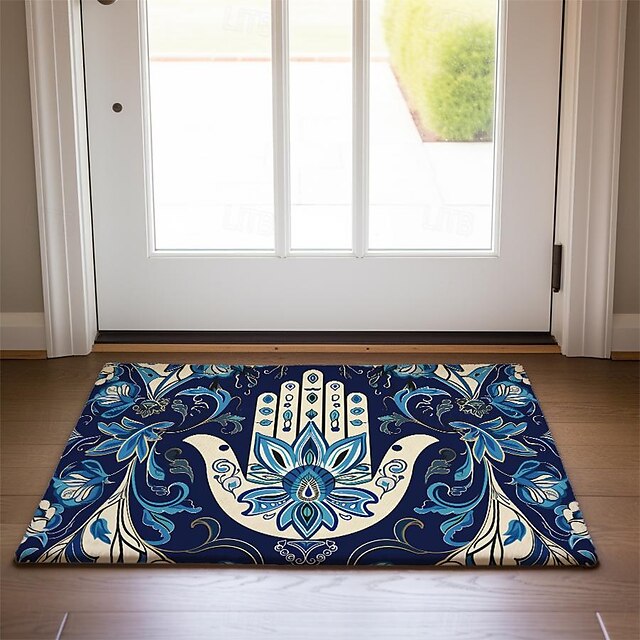 Hamsa Hand Ramadan Doormat Floor Mats Washable Rugs Kitchen Mat Non-Slip Oil Proof Rug Indoor Outdoor Mat Bedroom Decor Bathroom Mat Entrance Rug