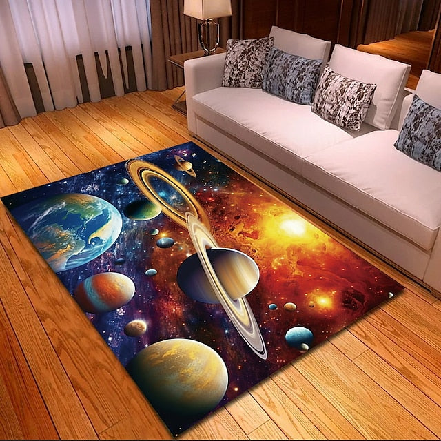 Blacklight Rug UV Reactive Glow in the Dark Area Rug Kitchen Mat Non-Slip Oil Proof Trippy Galaxy Floor Mat Livingroom Rug Indoor Outdoor Mat Bedroom Decor Bathroom Mat Entrance Rug Door Mat