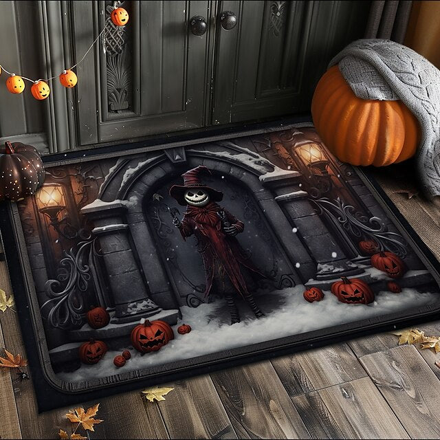 Doormat Jack Skeleton Pumpkin Kitchen Mat Floor Mat Non-Slip Area Rug Oil Proof Rug Indoor Outdoor Mat Bedroom Decor Bathroom Mat Entrance Rug