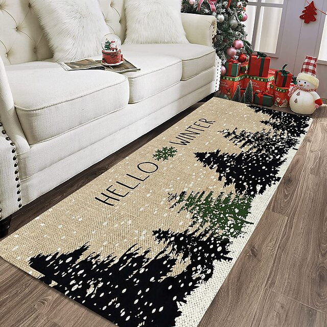 Christmas Decorations Tree Area Rug Non Slip Xmas Floor Mat Bedside Livingroom Bedroom Indoor Outdoor