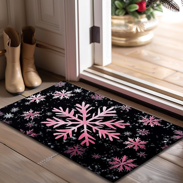 Doormat Snowflake Kitchen Mat Floor Mat Non-Slip Area Rug Oil Proof Rug Indoor Outdoor Mat Bedroom Decor Bathroom Mat Entrance Rug