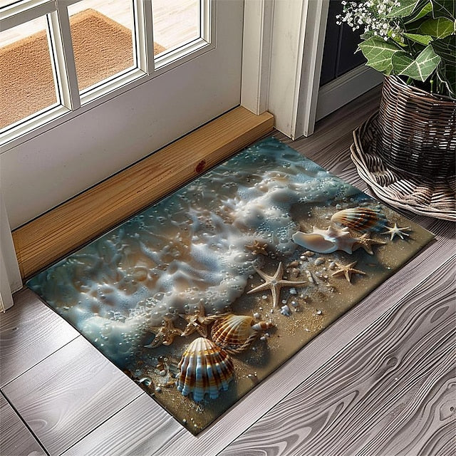 Beach Shells Doormat Kitchen Mat Floor Mat Non-Slip Area Rug Oil Proof Rug Indoor Outdoor Mat Bedroom Decor Bathroom Mat Entrance Rug