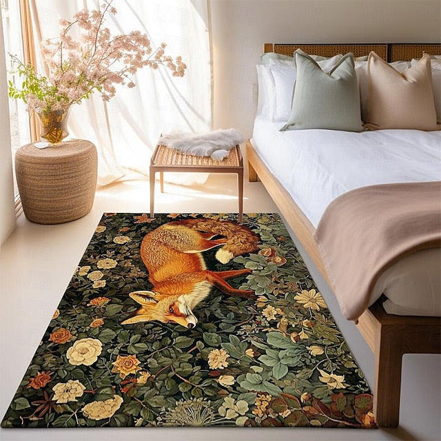 Inspired William Morris Fox Area Rug Kitchen Mat Non-Slip Oil Proof Floor Mat Livingroom Rug Indoor Outdoor Mat Bedroom Decor Bathroom Mat Entrance Rug Door Mat