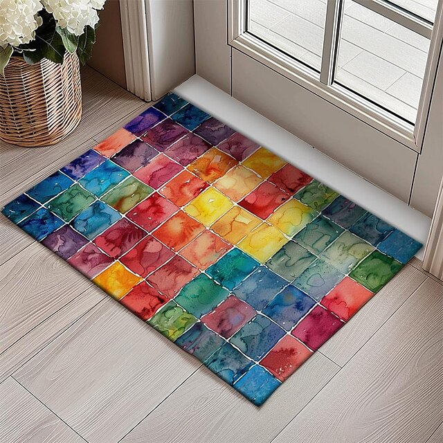 Rainbow Painting Doormat Floor Mats Washable Rugs Kitchen Mat Non-Slip Oil Proof Rug Indoor Outdoor Mat Bedroom Decor Bathroom Mat Entrance Rug