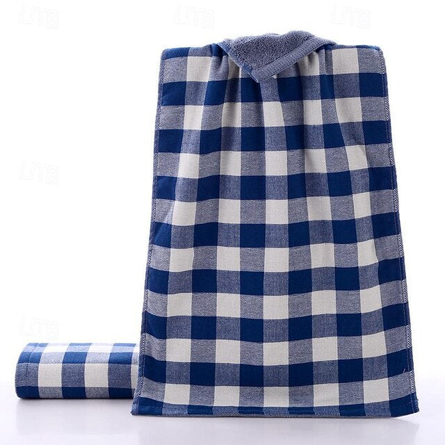 32 Strands Japanese Checkered Cotton Gauze Towel Terry Fabric Absorbent Face Towel Adult Couple Face Towel