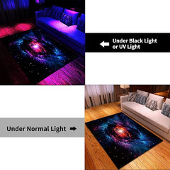 Blacklight Rug UV Reactive Glow in the Dark Area Rug Kitchen Mat Non-Slip Oil Proof Trippy Universe Floor Mat Livingroom Rug Indoor Outdoor Mat Bedroom Decor Bathroom Mat Entrance Rug Door Mat