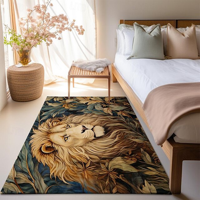 Sleeping Lion Area Rug Kitchen Mat Non-Slip Oil Proof Floor Mat Livingroom Rug Indoor Outdoor Mat Bedroom Decor Bathroom Mat Entrance Rug Door Mat