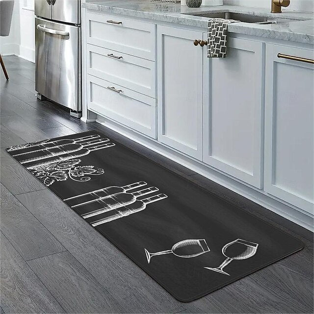 Wine Glasses Area Rug Kitchen Rug Mat Non-Slip Oil Proof Floor Mat Livingroom Rug Indoor Outdoor Mat Bedroom Decor Bathroom Mat Entrance Rug Door Mat