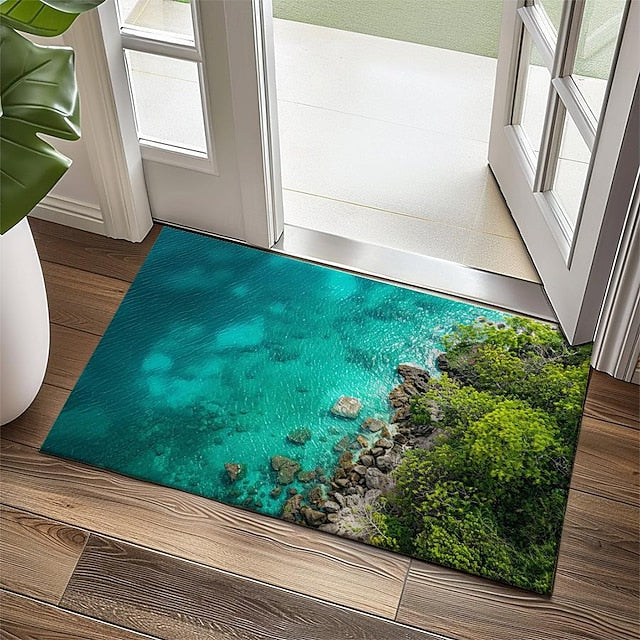 Beach View Doormat Kitchen Mat Floor Mat Non-Slip Area Rug Oil Proof Rug Indoor Outdoor Mat Bedroom Decor Bathroom Mat Entrance Rug