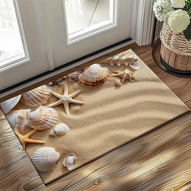 Beach Shells Doormat Kitchen Mat Floor Mat Non-Slip Area Rug Oil Proof Rug Indoor Outdoor Mat Bedroom Decor Bathroom Mat Entrance Rug