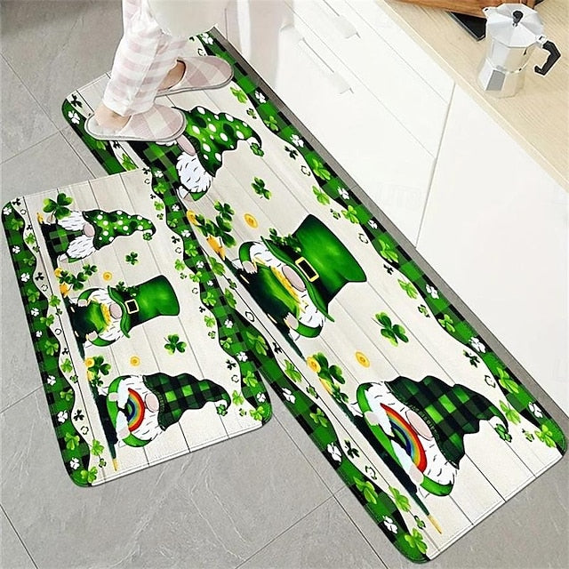 Saint Patrick's Day Doormat Floor Mats Washable Rugs Kitchen Mat Non-Slip Oil Proof Rug Indoor Outdoor Mat Bedroom Decor Bathroom Mat Entrance Rug Gnomes