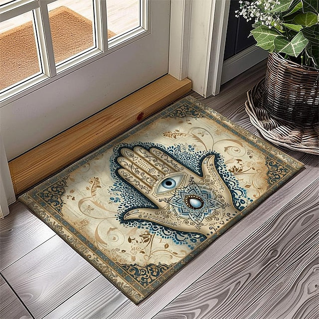 Hamsa Hand Ramadan Doormat Floor Mats Washable Rugs Kitchen Mat Non-Slip Oil Proof Rug Indoor Outdoor Mat Bedroom Decor Bathroom Mat Entrance Rug