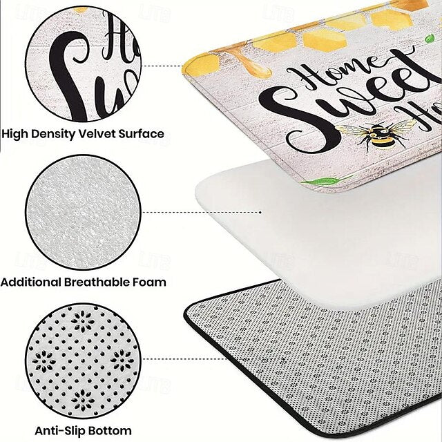 Sunflowers Area Rug Kitchen Mat Non-Slip Oil Proof Floor Mat Livingroom Rug Indoor Outdoor Mat Bedroom Decor Bathroom Mat Entrance Rug Door Mat Black