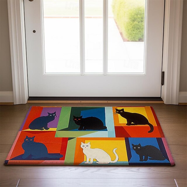 Cute Cates Doormat Kitchen Mat Floor Mat Non-Slip Area Rug Oil Proof Rug Indoor Outdoor Mat Bedroom Decor Bathroom Mat Entrance Rug