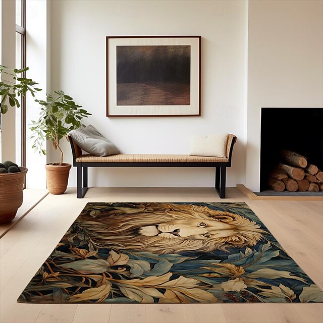 Sleeping Lion Area Rug Kitchen Mat Non-Slip Oil Proof Floor Mat Livingroom Rug Indoor Outdoor Mat Bedroom Decor Bathroom Mat Entrance Rug Door Mat