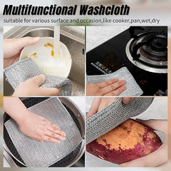 3pcs Steel Wire Dishwashing Cloth Kitchen Cleaning Cloth Non-stick Oil Dish Clean Towel Washing Rags Household Cleaning Cloths