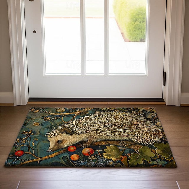 Hedgehog Fruits Doormat Kitchen Mat Floor Mat Non-Slip Area Rug Oil Proof Rug Indoor Outdoor Mat Bedroom Decor Bathroom Mat Entrance Rug