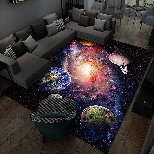 Area Rug Educational Outer Space Universe Planet Floor Rugs Living Room Home Decor, Carpets Area Mats for Kids Boys Girls Bedroom