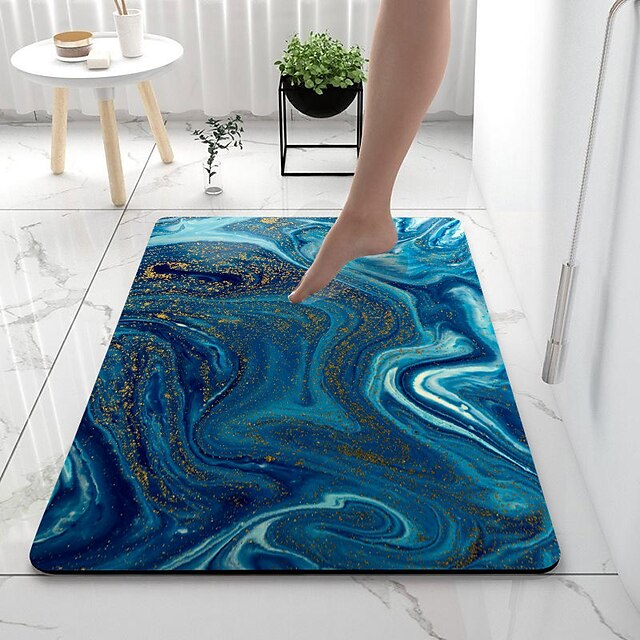 Diatomaceous Earth Bath Mat Non-slip Marble Pattern Super Absorbent Bathroom Rug Door Mat New Design