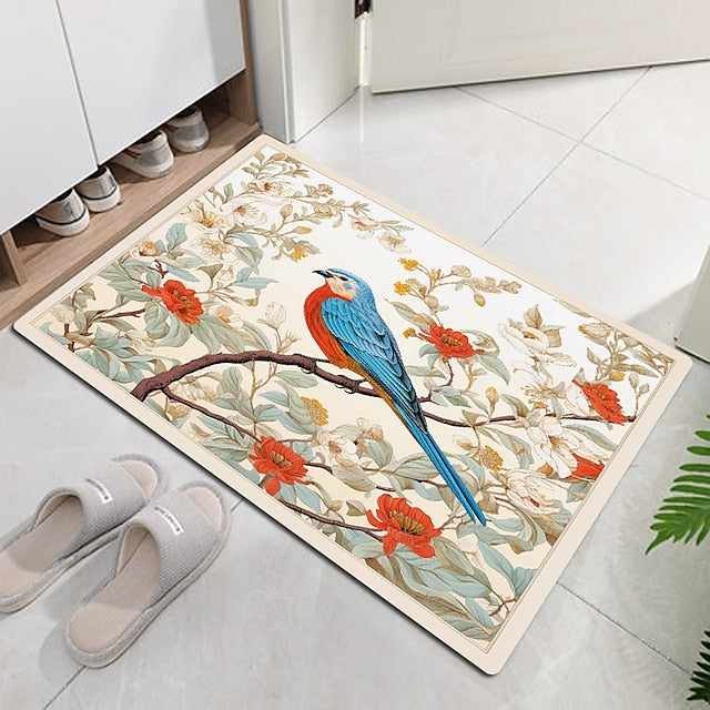 Animal Bird Floral Doormat Floor Mats Washable Rugs Kitchen Mat Non-Slip Oil Proof Rug Indoor Outdoor Mat Bedroom Decor Bathroom Mat Entrance Rug