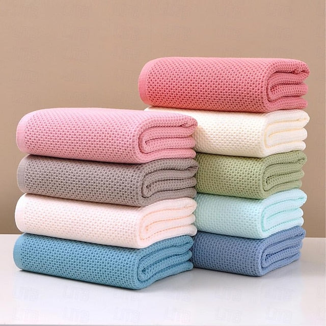 Waffle Style 100% Cotton Bath Towel, Lightweight, Breathable, Absorbent, And Quick Drying Japanese Honeycomb Bath Towel Multi Colors