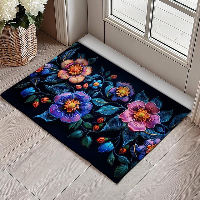 Oil Painting Flowers Doormat Floor Mats Washable Rugs Kitchen Mat Non-Slip Oil Proof Rug Indoor Outdoor Mat Bedroom Decor Bathroom Mat Entrance Rug