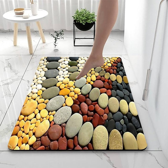 Diatomaceous Earth Bath Mat Smooth Stone Super Absorbent Bathroom Rug Door Mat New Design