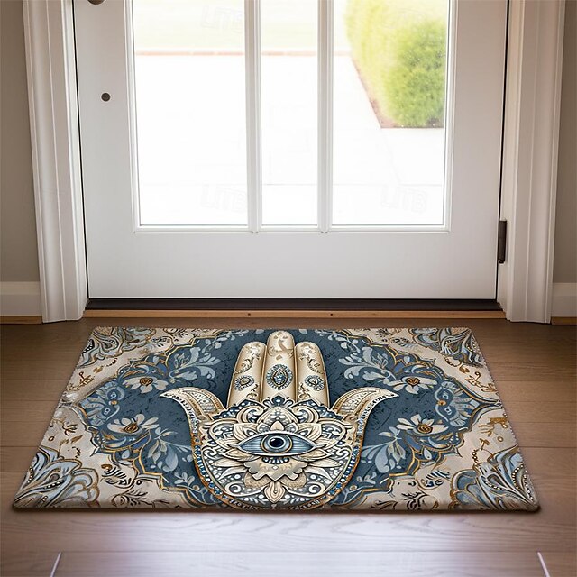 Hamsa Hand Ramadan Doormat Floor Mats Washable Rugs Kitchen Mat Non-Slip Oil Proof Rug Indoor Outdoor Mat Bedroom Decor Bathroom Mat Entrance Rug