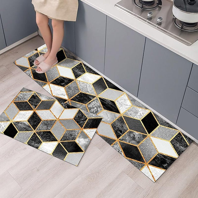 Modern Geometric Kitchen Mats Long Strips Carpets Bedside Rugs Bathroom Door Mats