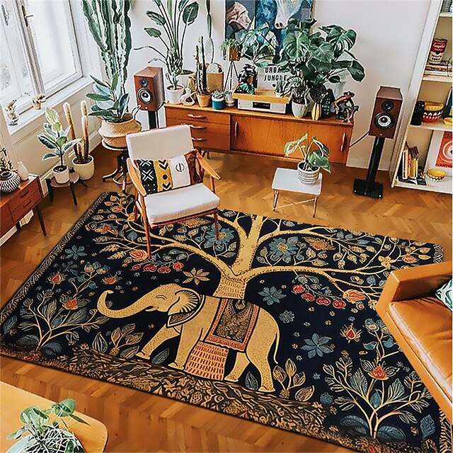 Boho Elephants Area Rug Kitchen Mat Non-Slip Oil Proof Floor Mat Livingroom Rug Indoor Outdoor Mat Bedroom Decor Bathroom Mat Entrance Rug Door Mat