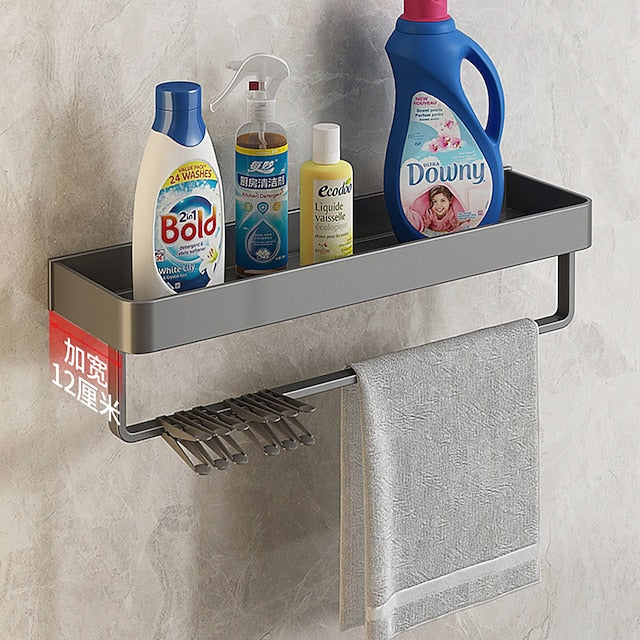 Shower Caddy Bathroom Shelves Wall Mounted Gun Grey Storage Organizer Rack Bathroom Kitchen Bathroom Hardware Pendant Bathroom Shelf Space Aluminum Shower Rack Corner Shelf Square Bath Shower Shelf