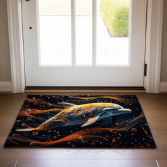 Gold Dolphin Doormat Non-Slip Oil Proof Rug Indoor Outdoor Mat Bedroom Decor Bathroom Mat Entrance Rug Door Mat